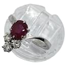 Duchess ring gold 18k and platinum 750 + RUBY and  3 diamants 0.32 Cts - inconnue