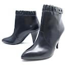NEW CELINE SHOES TRIANGLE ANKLE BOOTS WITH HEELS 37 BLACK LEATHER BOOTS SHOES - Céline