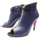 CHRISTIAN LOUBOUTIN COURSIVE ANKLE BOOTS 40 BLUE LEATHER BOOTS - Christian Louboutin