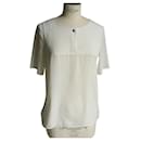 UNIFORME CHANEL Blusa Camélia manga larga crudo T38 /ser - Chanel