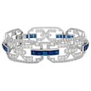 Art Deco platinum bracelet, diamonds and sapphires. - inconnue