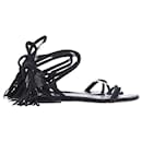 Isabel Marant Wrap Flat Sandals in Black Suede
