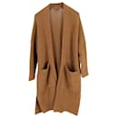 Maje Oversized Open-Front Cardigan in Brown Wool