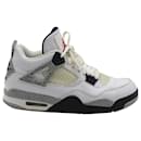 Nike Air Jordan 4 Retro High Top Sneakers in White Cement Leather