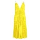 Haider Ackermann Smocked V-Neck Dress in Yellow Polyester