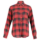 Saint Laurent Flannel Button Front Shirt in Red and Black Cotton 