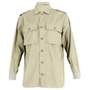 Saint Laurent Embellished Cuff Military Jacket in Light Khaki Cotton 