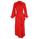 Roland Mouret Bocana Pussy-Bow Midi Dress in Red Silk