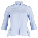 Valentino Garavani Concealed Front Peplum Shirt in Blue Cotton