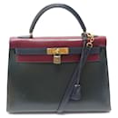 Hermès Kelly handbag 32 LEATHER BOX TRICOLOR CROSSBODY HAND BAG PURSE