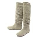 CHAUSSURES CHRISTIAN DIOR BOTTES LADY CANNAGE 37 EN DAIM TAUPE SUEDE BOOTS - Dior