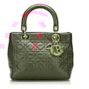 Dior Red Medium Lambskin Cannage Lady Dior