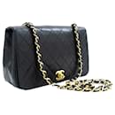 CHANEL Full Flap Chain Shoulder Bag Black Quilted Lambskin Purse - Chanel