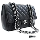 CHANEL Classic Large 11" Chain Shoulder Bag Flap Black Lambskin - Chanel