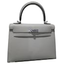 HERMES  Kelly 25 hand bag U Epsom leather White Craie - Hermès