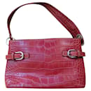 Red leather bag, crocodile embossed. - Tommy Hilfiger