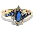 Sapphire and diamond shuttle ring in yellow gold - Autre Marque