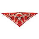 HERMES CALECHE ELASTIC SCARF BARRET TRANGLE POINTU RED SILK SILK SCARF - Hermès