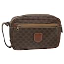 CELINE Macadam Canvas Pouch PVC Leather Brown Auth im414 - Céline