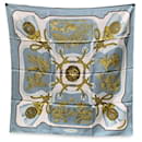 Hermes Vintage Light Blue Silk Scarf Tsubas 1971 Christianne Vauzelles - Hermès