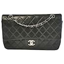 Chanel Classic Double Flap Medium Black Lambskin Silver