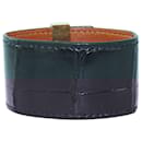 Black Leather Wide Bracelet - Céline