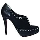 Black Suede Studded Suede Heels - Christian Louboutin