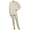 American Vintage White Cotton Top Sweat Pants Sport Lounge Set taille S