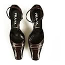 Prada Burgundy & Purple Leather Square Toes Heels pumps Mary Janes shoes sz 39