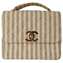 Bolso de mano Chanel vintage en algodón a rayas