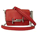 Tod's Double T shoulder bag in red leather with chain