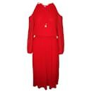 Dark Red Pleated Midi Dress - Michael Kors