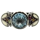 Ivory Enamel and Blue Topaz Ring - Autre Marque