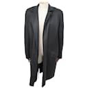 HERMES LONG lined COAT IN BLACK LAMBSKINBLACK LEATHER COAT JACKET - Hermès