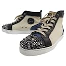 CHRISTIAN LOUBOUTIN SHOES LOU SPIKES SNEAKERS 45 LEATHER CANVAS SHOES - Christian Louboutin