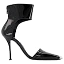 Sandals in Black/Silver Leather - Alexander Mcqueen