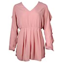 Pink Romper with Long Frill Sleeves - Autre Marque