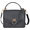 Mulberry Harlow Satchel Crossbody Bag in Black Grained Leather 