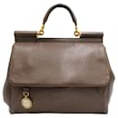 Brown Shoulder Bag with Gold Hardware - Dolce & Gabbana