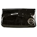 Felix Rey schwarzes Lackleder FR Logo Fold Over Clutch Bag Handtasche - Autre Marque