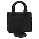 Christian Dior Canage Lady Dior Hand Bag Calfskin Black M0566SLOI Auth 36776A
