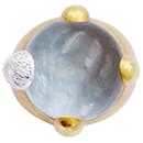 Pomellato ring, "Claw", yellow gold, diamants, Aquamarine.