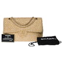 Chanel Timeless medium limited edition single flap bag in gold and beige Tweed