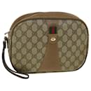 GUCCI Web Sherry Line GG Canvas Clutch Bag PVC Leather Beige Green 89 auth 36428 - Gucci
