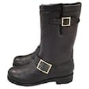 Jimmy Choo Black leather motorcycle boots sz 36.5
