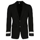 Burberry Leather Cuff Wool Tailored Jacket