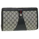 GUCCI Sherry Line GG Canvas Clutch Bag PVC Leather Navy Red 89 auth 36432 - Gucci