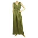 Loup Charmant Green Organic Cotton Sleeveless Summer Grecian Long maxi Dress - Autre Marque