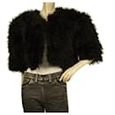 Vera Mont Genuine Feathers Black Short Bolero Jacket Evening Coat size 44 - Autre Marque