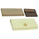 CELINE Macadam Canvas Wallet PVC Leather 3Set Brown Beige Auth 36792 - Céline